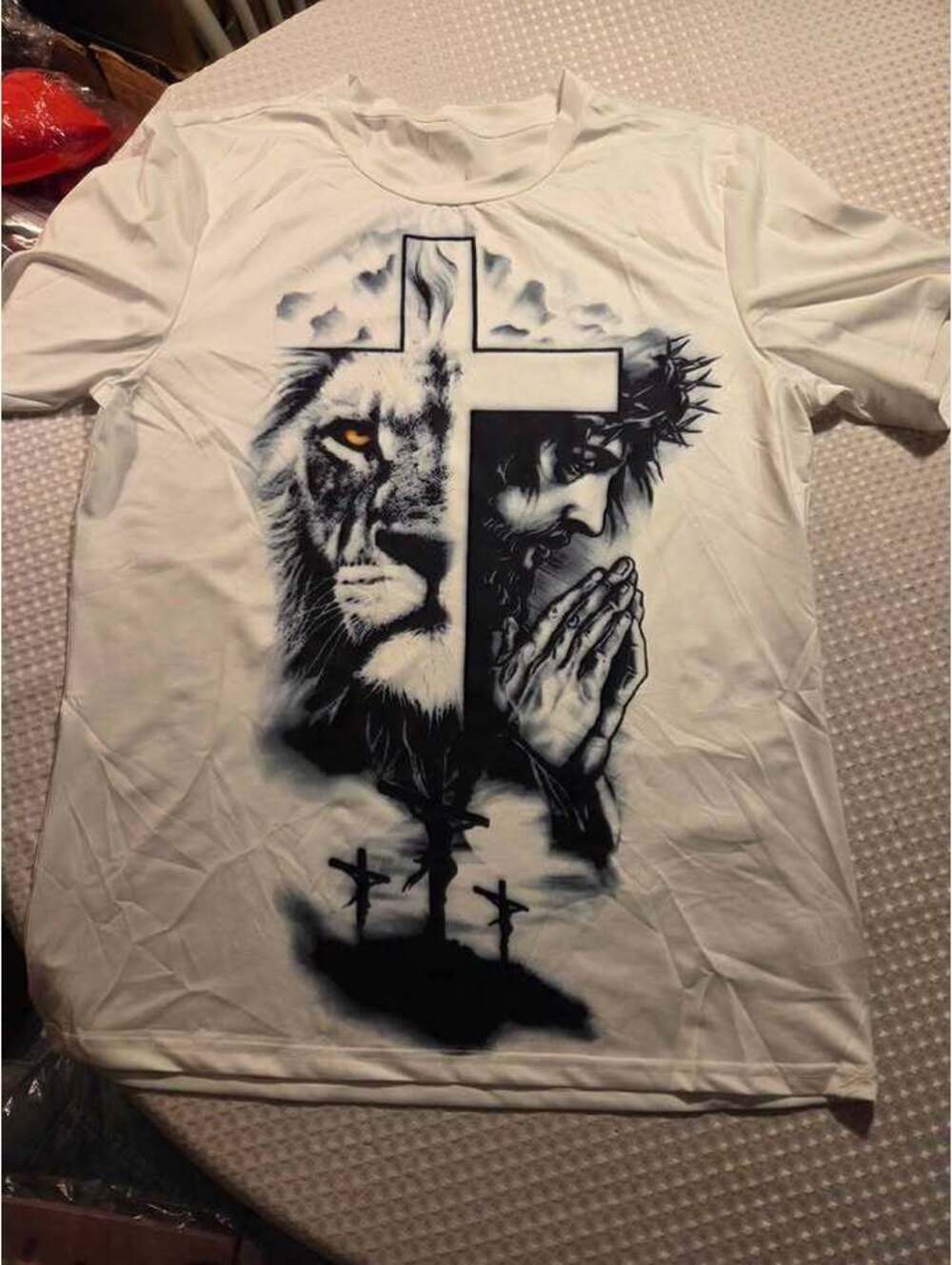 White Lion and Jesus Graphic T-Shirt [COPY]
